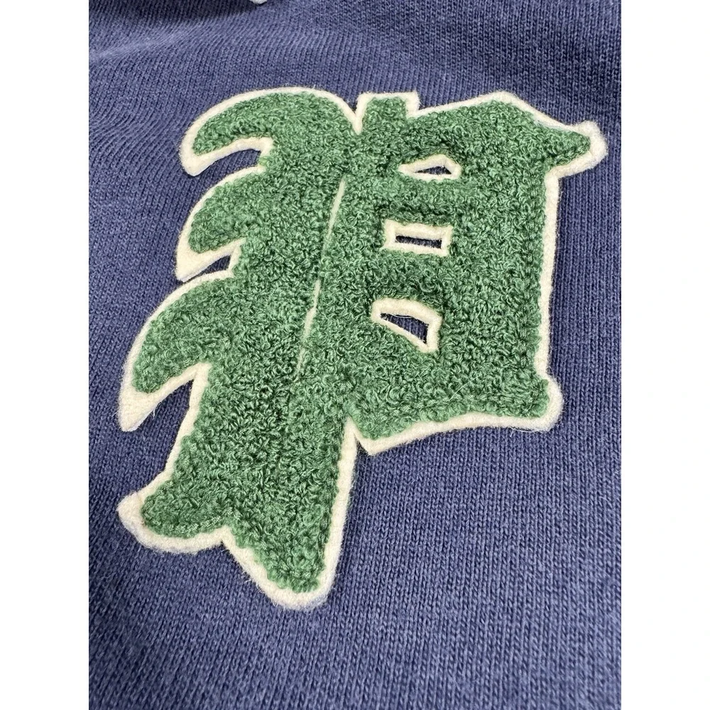 Polo Ralph Lauren Rugby Shirt Mens XXL Navy Chenille P 67 Patch Green Stripe LS